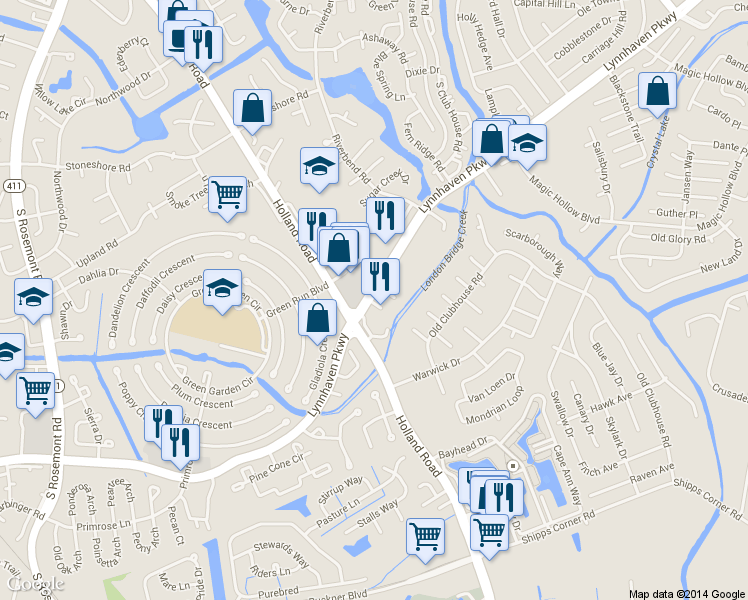map of restaurants, bars, coffee shops, grocery stores, and more near 1148 Lynnhaven Pkwy in Virginia Beach
