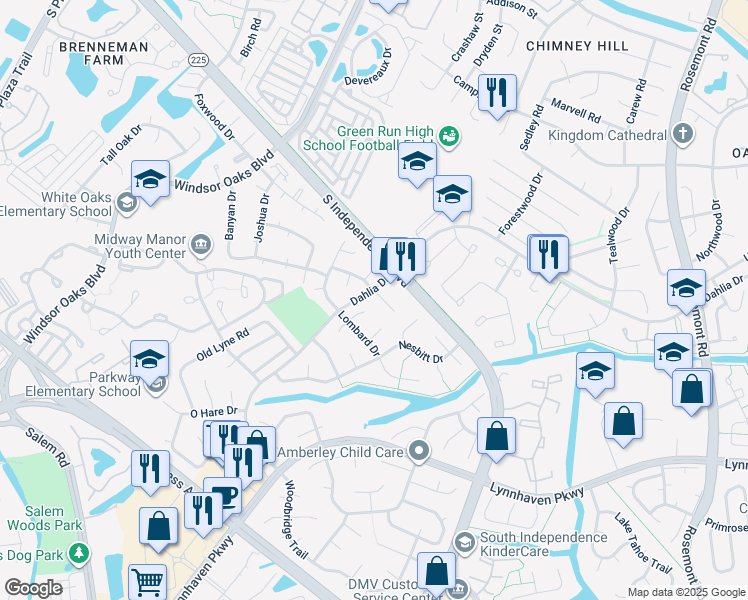 map of restaurants, bars, coffee shops, grocery stores, and more near 4089 Concordia Way in Virginia Beach