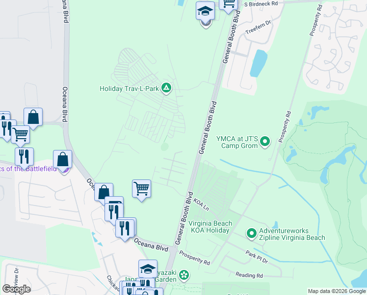 map of restaurants, bars, coffee shops, grocery stores, and more near 1078 Sandy Narrows Court in Virginia Beach