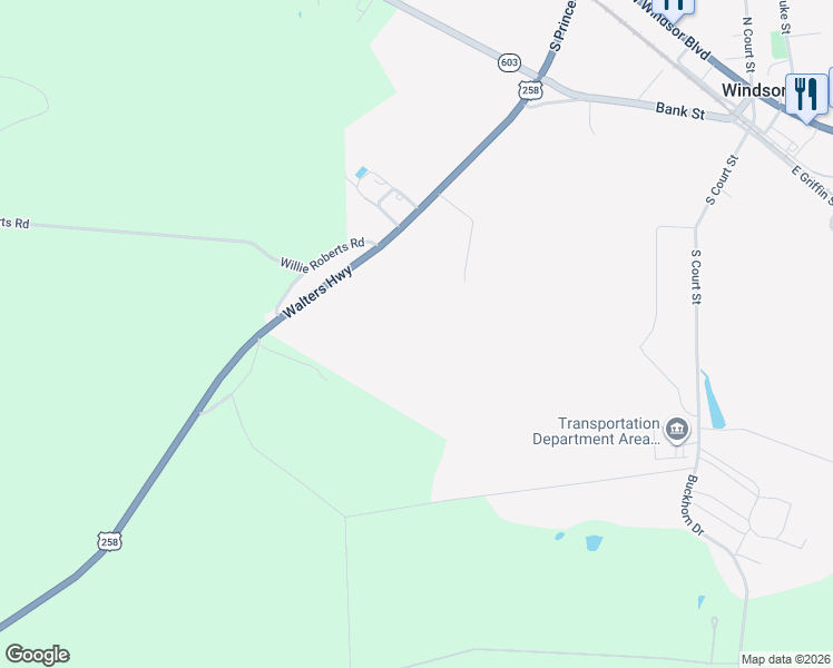 map of restaurants, bars, coffee shops, grocery stores, and more near 24409 Walters Highway in Windsor