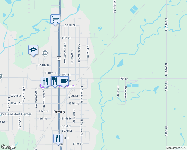map of restaurants, bars, coffee shops, grocery stores, and more near 927 Portland Avenue in Dewey