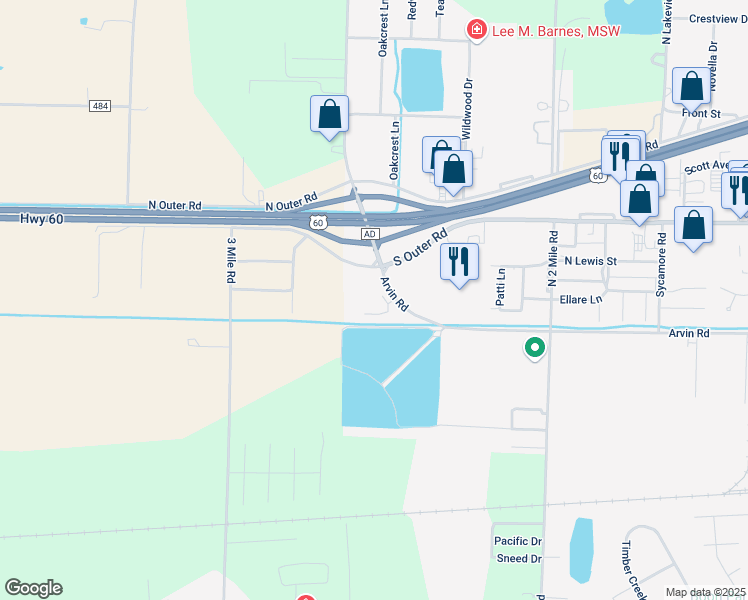 map of restaurants, bars, coffee shops, grocery stores, and more near in Dexter