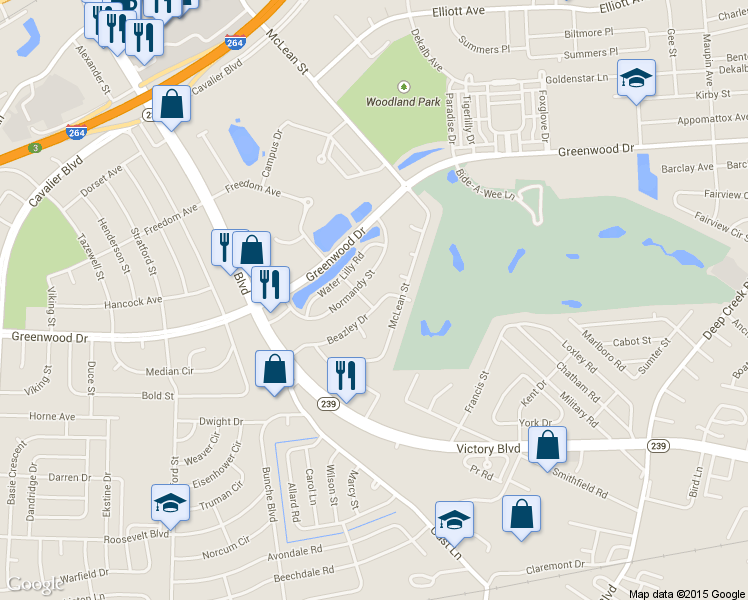 map of restaurants, bars, coffee shops, grocery stores, and more near 111 Beazley Drive in Portsmouth