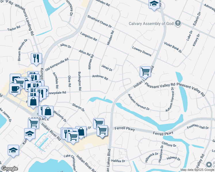 map of restaurants, bars, coffee shops, grocery stores, and more near 1209 Berwyn Road in Virginia Beach