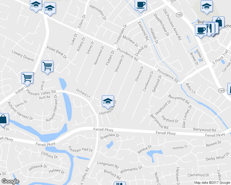 map of restaurants, bars, coffee shops, grocery stores, and more near 1209 Homestead Drive in Virginia Beach