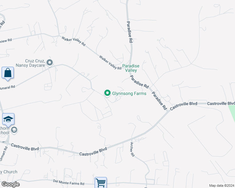 map of restaurants, bars, coffee shops, grocery stores, and more near 15215 Serape Court in Castroville