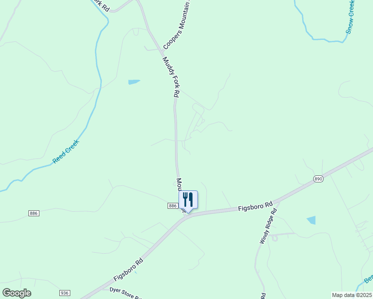 map of restaurants, bars, coffee shops, grocery stores, and more near 364 Muddy Fork Road in Martinsville