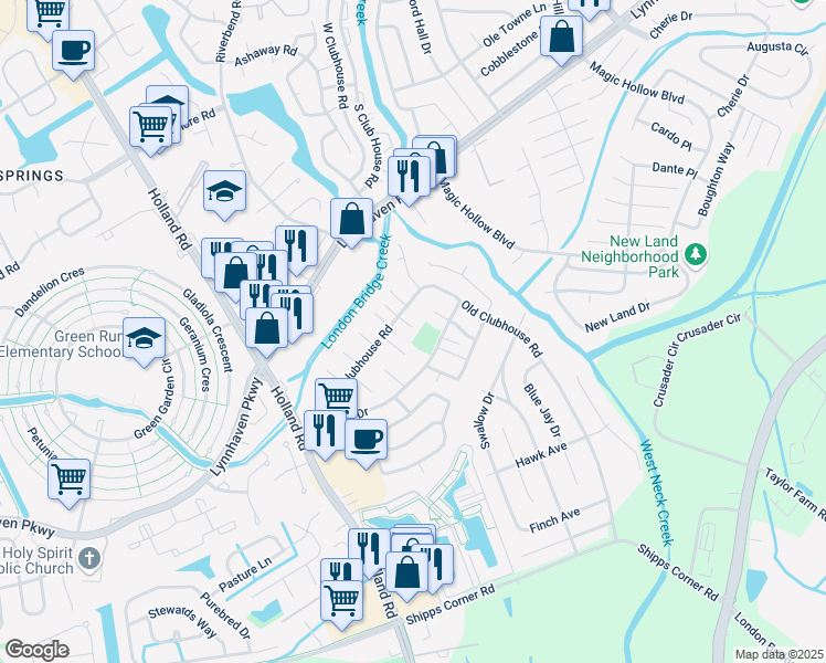 map of restaurants, bars, coffee shops, grocery stores, and more near 3205 Chesterton Court in Virginia Beach