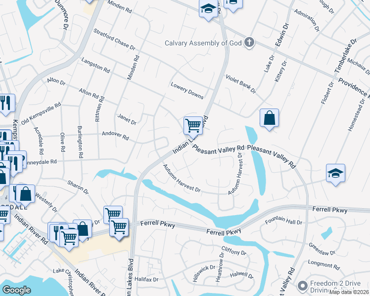 map of restaurants, bars, coffee shops, grocery stores, and more near 1225 Christian Court in Virginia Beach