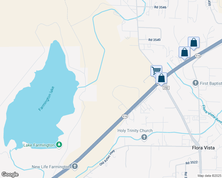 map of restaurants, bars, coffee shops, grocery stores, and more near 21 Road 3595 in Flora Vista