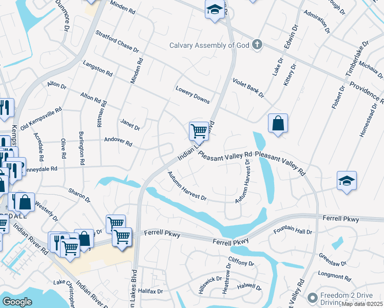 map of restaurants, bars, coffee shops, grocery stores, and more near 1225 Christian Court in Virginia Beach