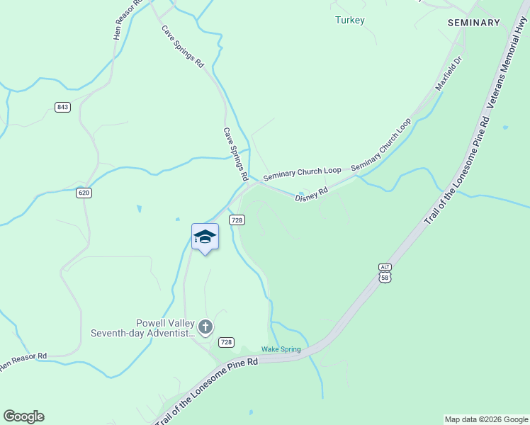 map of restaurants, bars, coffee shops, grocery stores, and more near Birdie Par Drive in Big Stone Gap
