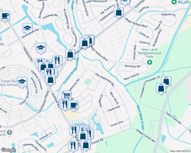 map of restaurants, bars, coffee shops, grocery stores, and more near 1234 Warwick Drive in Virginia Beach
