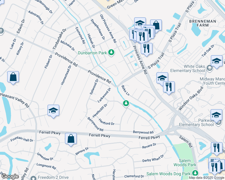 map of restaurants, bars, coffee shops, grocery stores, and more near 4664 Larkwood Drive in Virginia Beach