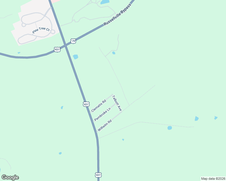 map of restaurants, bars, coffee shops, grocery stores, and more near Talobott Avenue in Russellville