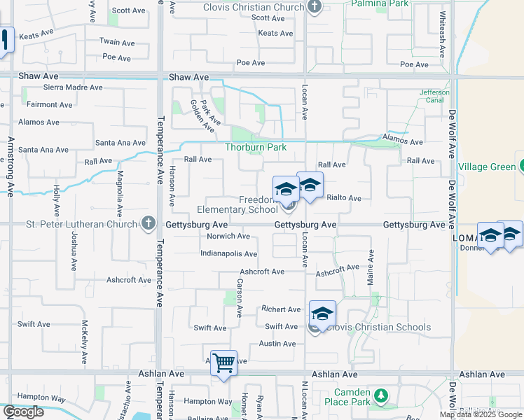 map of restaurants, bars, coffee shops, grocery stores, and more near 2763 Hornet Avenue in Clovis