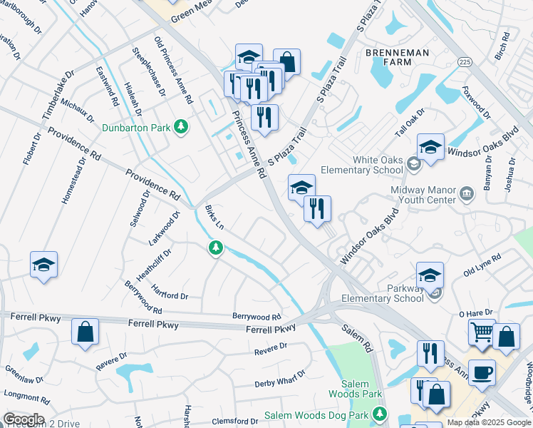 map of restaurants, bars, coffee shops, grocery stores, and more near 1128 Brattleboro Arch in Virginia Beach