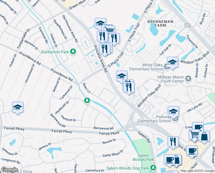 map of restaurants, bars, coffee shops, grocery stores, and more near 1128 Brattleboro Arch in Virginia Beach