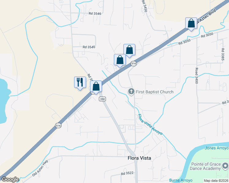 map of restaurants, bars, coffee shops, grocery stores, and more near 10 Road 3511 in Flora Vista