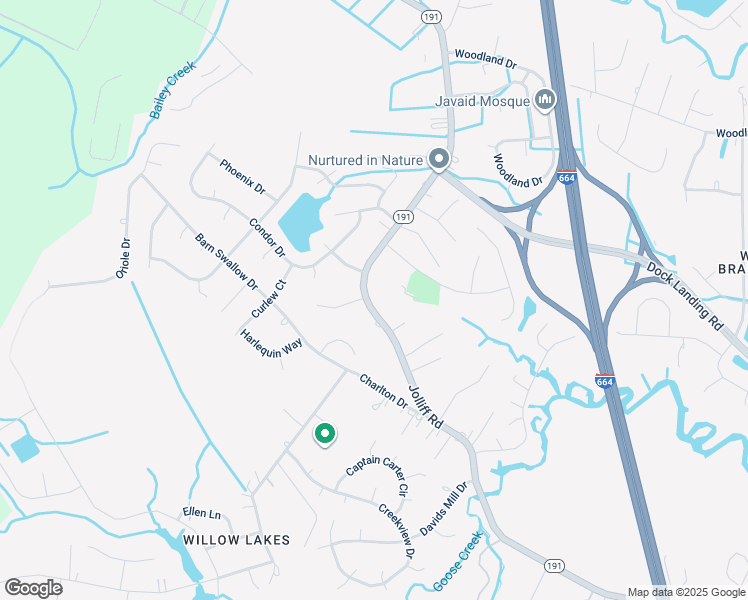 map of restaurants, bars, coffee shops, grocery stores, and more near 1601 Jolliff Road in Chesapeake