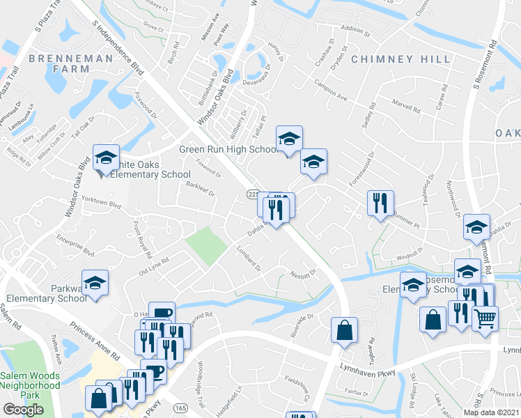map of restaurants, bars, coffee shops, grocery stores, and more near 901 Vincent Court in Virginia Beach