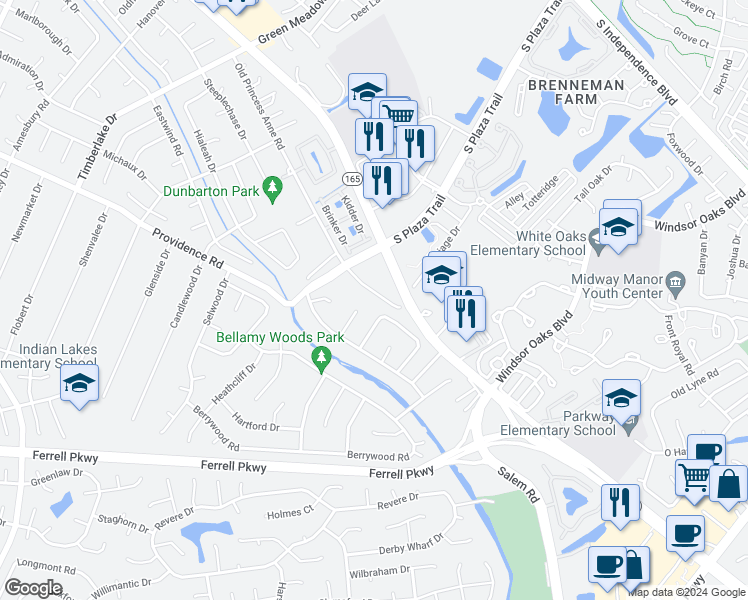 map of restaurants, bars, coffee shops, grocery stores, and more near 4453 Old Princess Anne Road in Virginia Beach