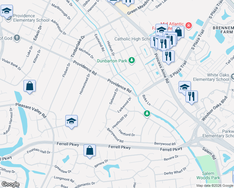 map of restaurants, bars, coffee shops, grocery stores, and more near 1108 Selwood Drive in Virginia Beach