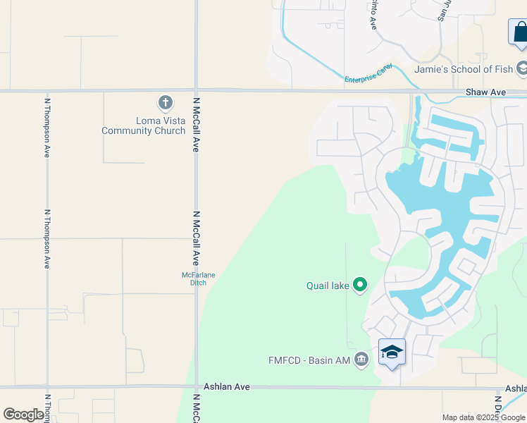map of restaurants, bars, coffee shops, grocery stores, and more near 4588 North McCall Avenue in Sanger