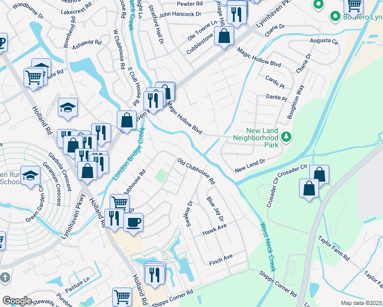map of restaurants, bars, coffee shops, grocery stores, and more near 3226 Scarborough Way in Virginia Beach