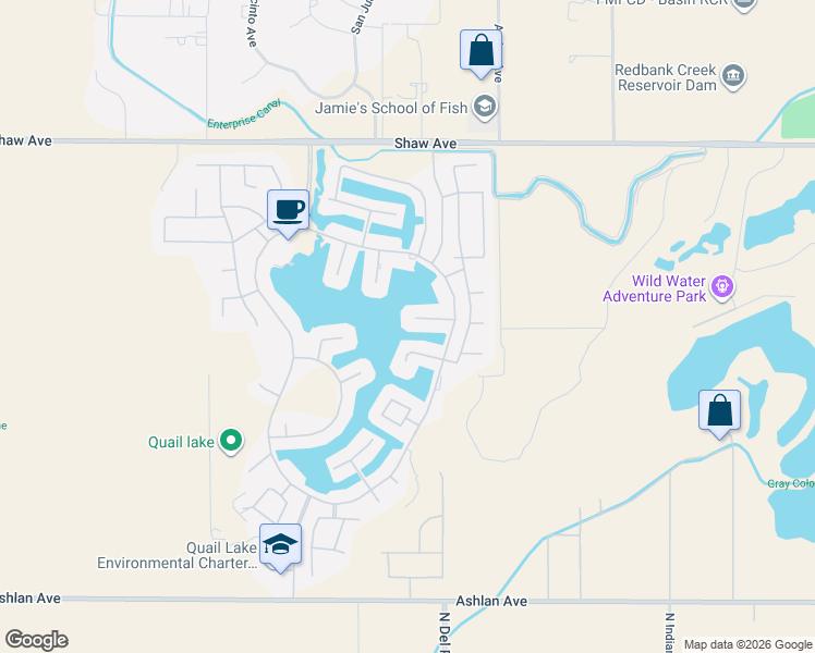 map of restaurants, bars, coffee shops, grocery stores, and more near 10949 East Egret Point in Clovis