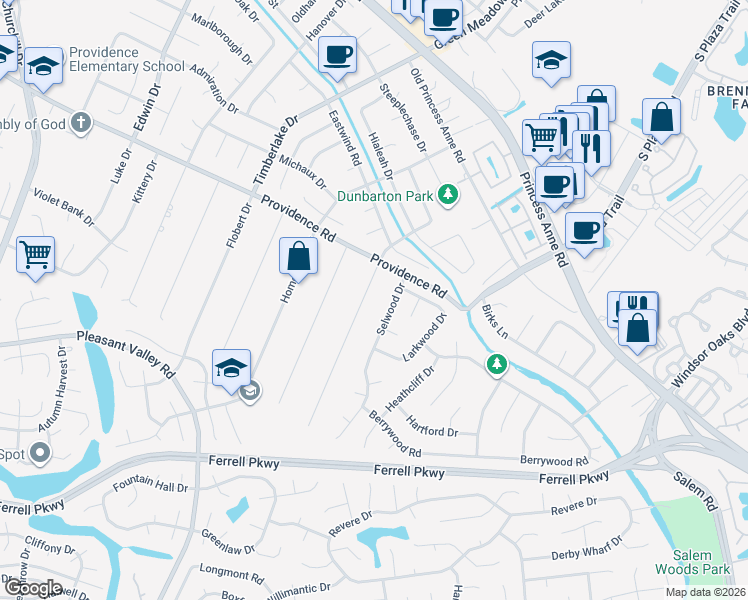 map of restaurants, bars, coffee shops, grocery stores, and more near 1113 Candlewood Drive in Virginia Beach