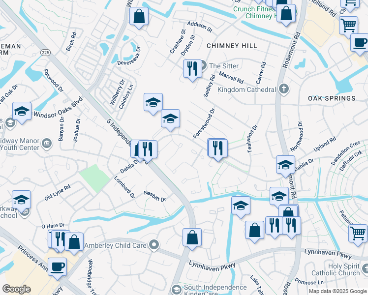 map of restaurants, bars, coffee shops, grocery stores, and more near 612 Orangewood Dr in Virginia Beach