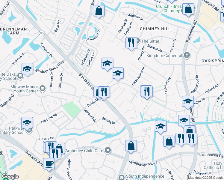 map of restaurants, bars, coffee shops, grocery stores, and more near 4463 Cherrywood Lane in Virginia Beach