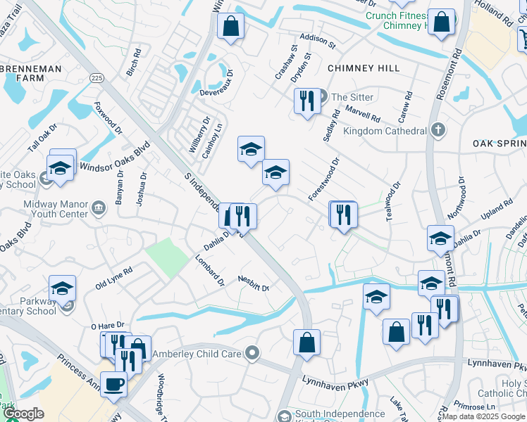 map of restaurants, bars, coffee shops, grocery stores, and more near 4466 Cherrywood Lane in Virginia Beach