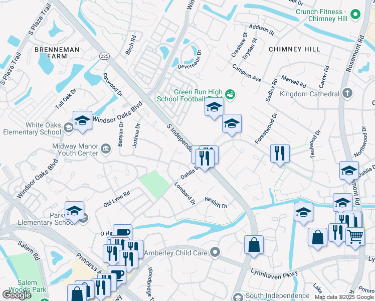 map of restaurants, bars, coffee shops, grocery stores, and more near 901 Vincent Court in Virginia Beach