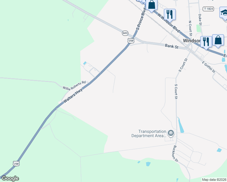 map of restaurants, bars, coffee shops, grocery stores, and more near 24409 Walters Highway in Windsor