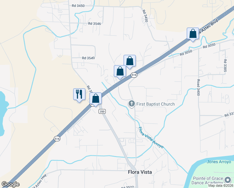 map of restaurants, bars, coffee shops, grocery stores, and more near 10 Road 3511 in Flora Vista