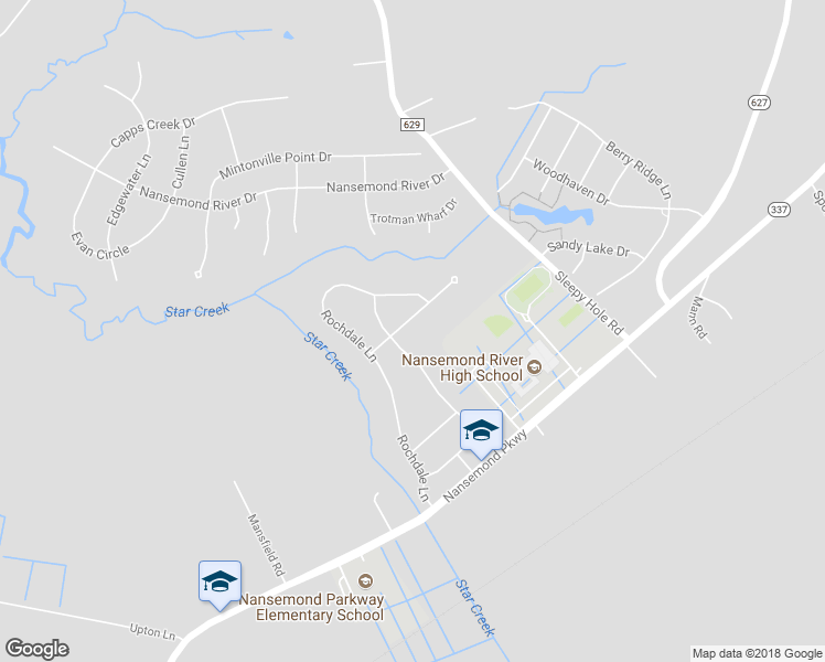 map of restaurants, bars, coffee shops, grocery stores, and more near 203 Bridgewater Court in Suffolk