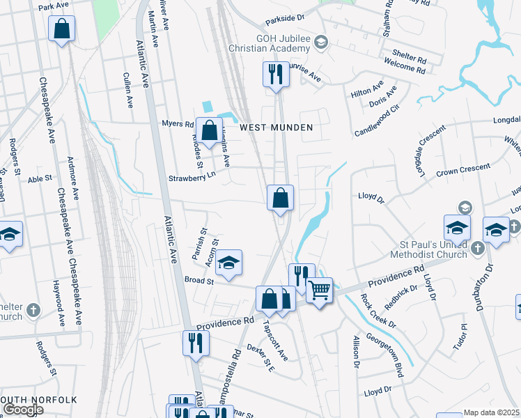 map of restaurants, bars, coffee shops, grocery stores, and more near 2331 Vicker Avenue in Chesapeake