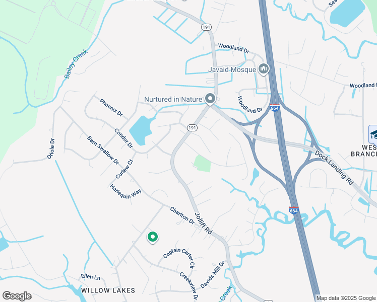 map of restaurants, bars, coffee shops, grocery stores, and more near 4609 Goose Creek Flyway in Chesapeake