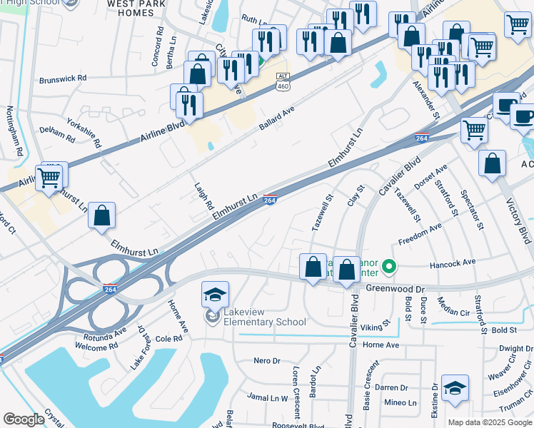 map of restaurants, bars, coffee shops, grocery stores, and more near 1034 Liberty Street in Portsmouth
