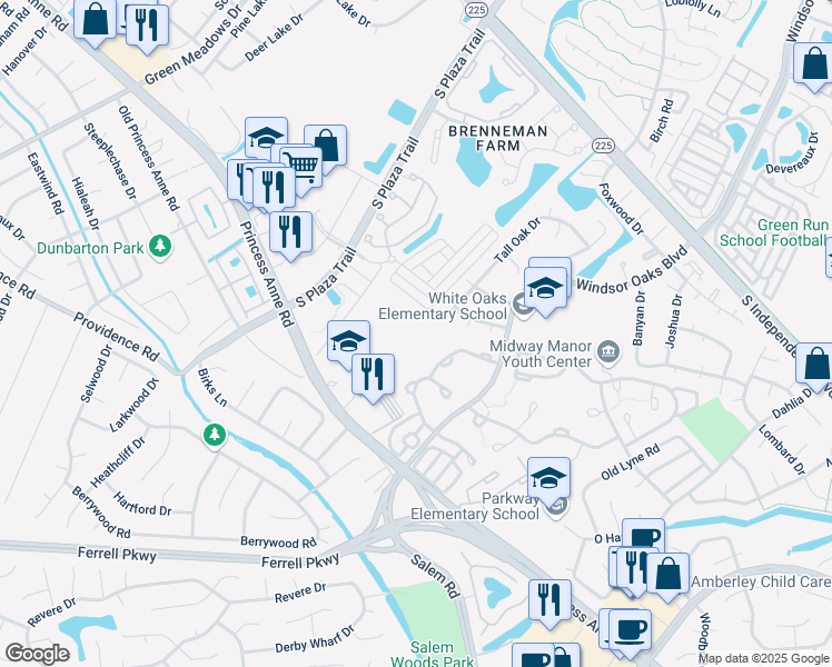 map of restaurants, bars, coffee shops, grocery stores, and more near 39 Duffy Drive in Virginia Beach