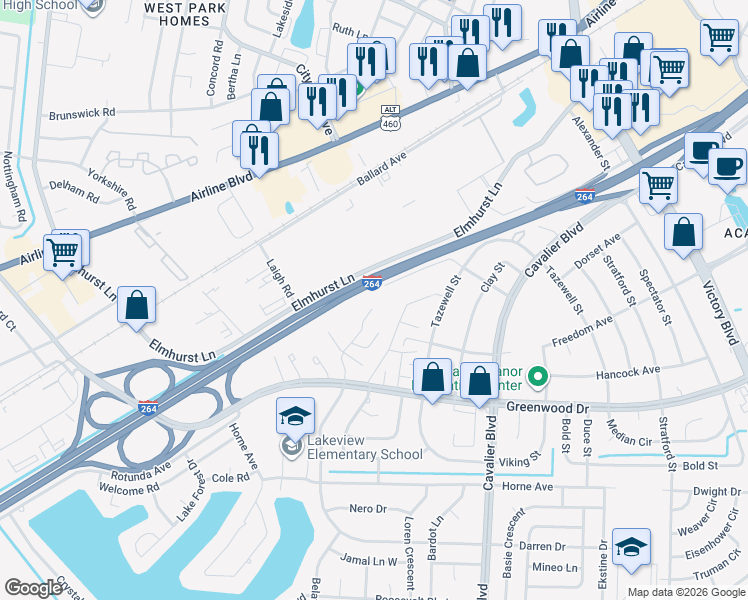 map of restaurants, bars, coffee shops, grocery stores, and more near 1034 Liberty Street in Portsmouth
