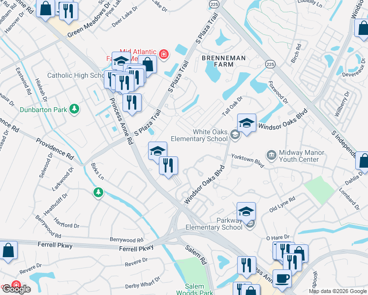 map of restaurants, bars, coffee shops, grocery stores, and more near 4324 Duffy Drive in Virginia Beach
