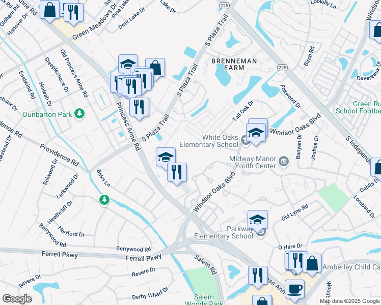 map of restaurants, bars, coffee shops, grocery stores, and more near 4484 Duffy Drive in Virginia Beach
