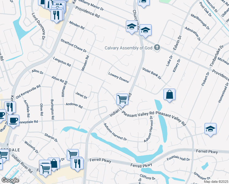 map of restaurants, bars, coffee shops, grocery stores, and more near 1057 Weather Vane Court in Virginia Beach