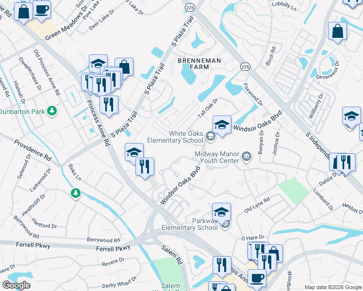 map of restaurants, bars, coffee shops, grocery stores, and more near 1114 Tall Oak Drive in Virginia Beach