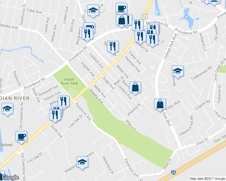 map of restaurants, bars, coffee shops, grocery stores, and more near 2009 Engle Avenue in Chesapeake