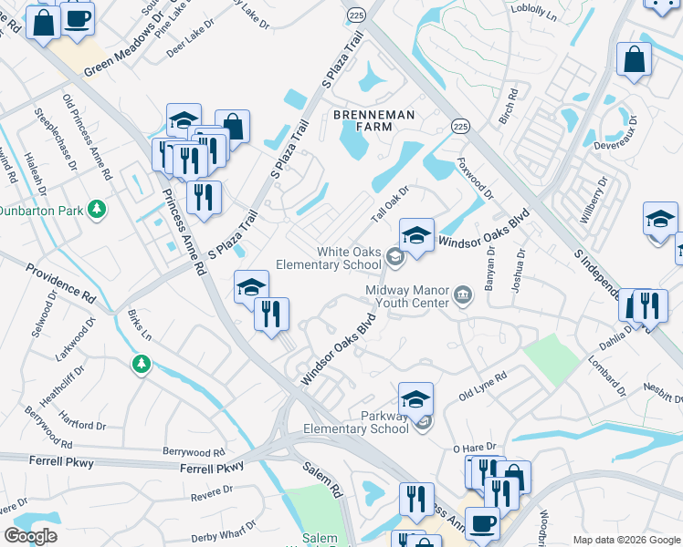 map of restaurants, bars, coffee shops, grocery stores, and more near 1114 Tall Oak Drive in Virginia Beach