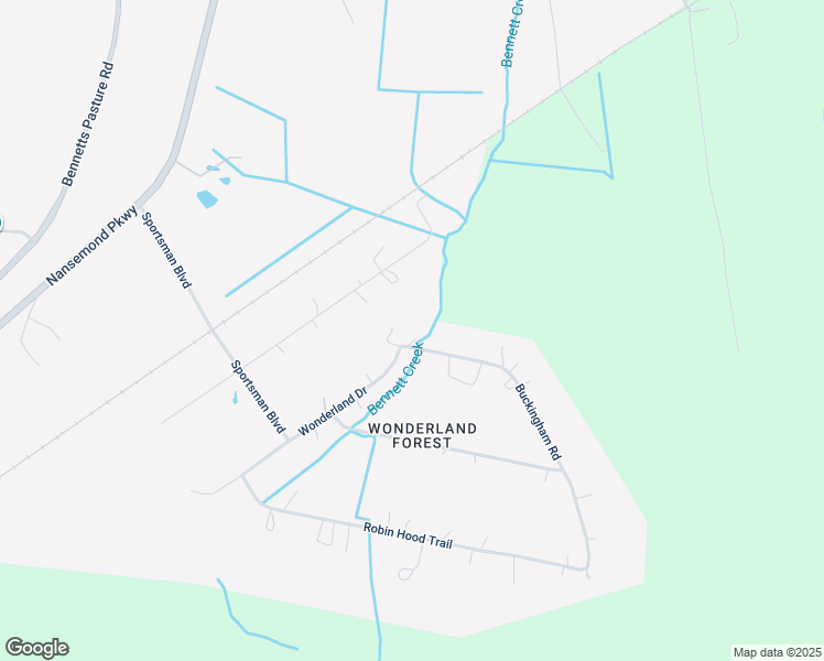 map of restaurants, bars, coffee shops, grocery stores, and more near 2608 Buckingham Road in Suffolk